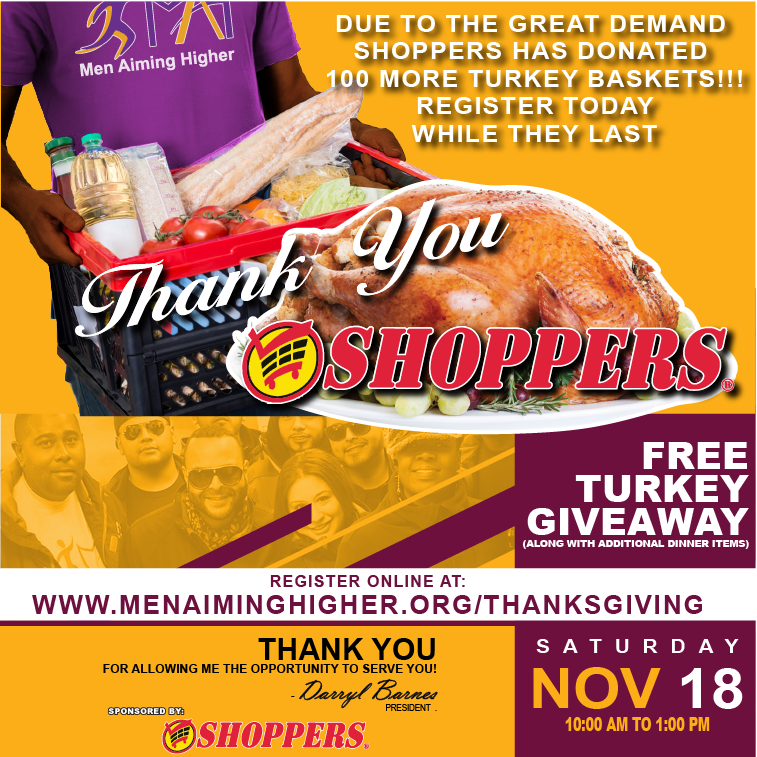 Thank you Shoppers More Turkey Baskets available Register now before